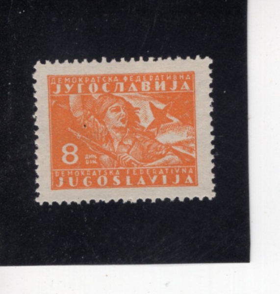 YUGOSLAVIA(����������)-#214-8d-PARTISAN GIRL AND FLAG(�ĸ�Ƽ�� �ҳ�, ����)-1947.1.15��