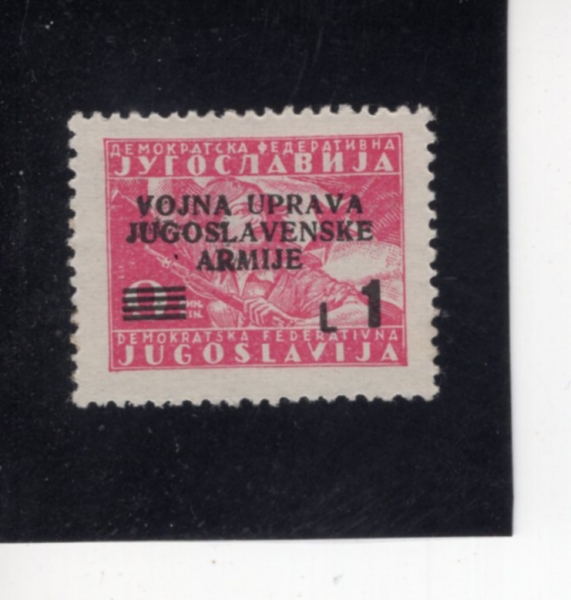 YUGOSLAVIA-ZONE B(����������-B����)-#42-1 I on 9d-PARTISAN GIRL AND FLAG(�ĸ�Ƽ�� �ҳ�, ����)-1947��