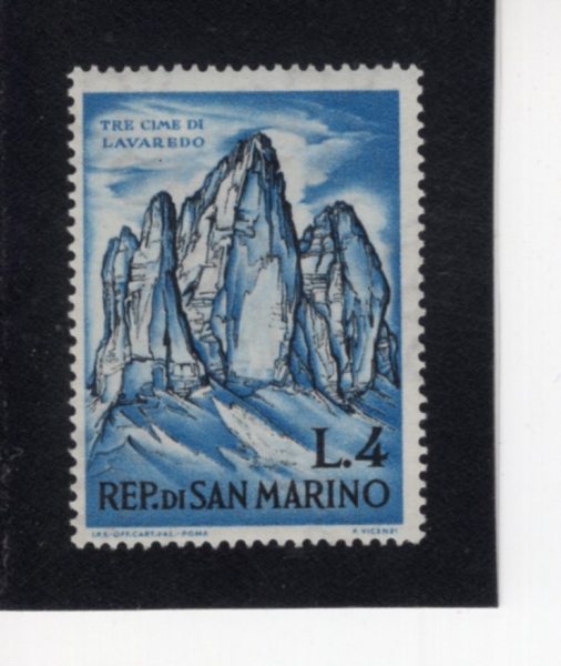 SAN MARINO(�긶����)-#522-4 I-THREE PEAKS OF LAVAREDO(��ٷ����� �� ���츮)-1962.6.14��