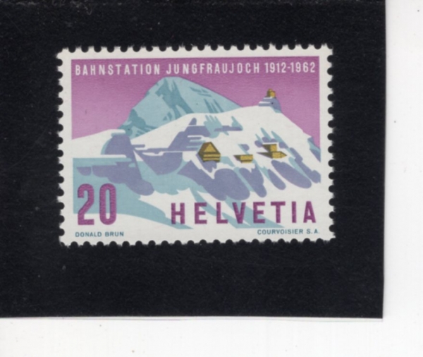 SWITZERLAND(������)-#414-20c-JUNGFRAU RAILROAD STATION AND MONCH(������� ö��, ���� ��)-1962.3.19��