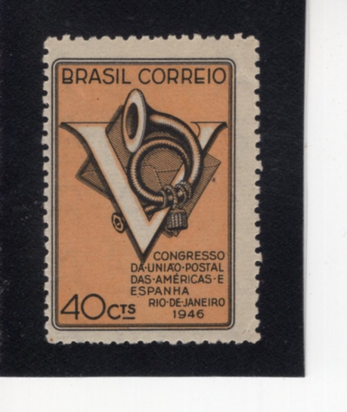 BRAZIL(�����)-#643-40c-POST HORN, V AND ENVELOPE(����Ʈȥ, ����, ��������)-1946.9.2��