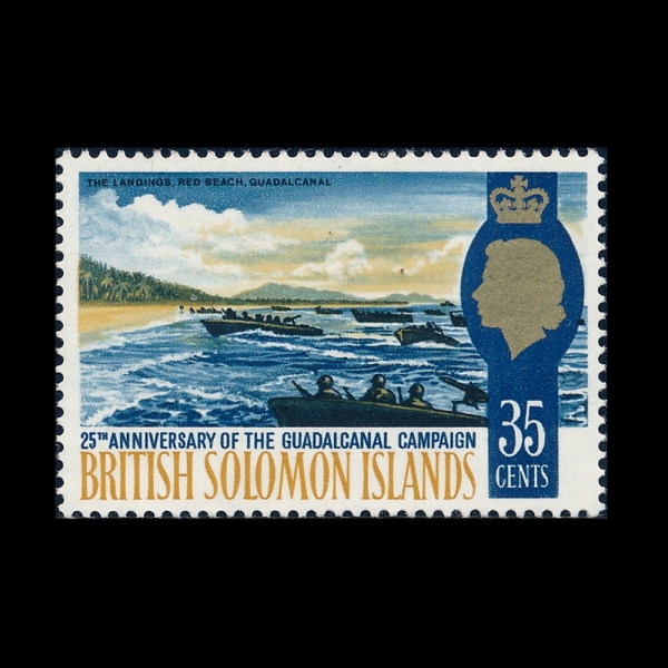 SOLOMON ISLANDS(�ַθ� ����)-#175-35c-US MARINES LANDING, RED BEACH, GUADALCANAL, 1942(����ī�� ����)-1967.8.28��