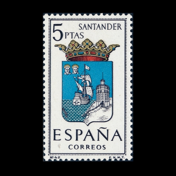 SPAIN(������)-#1086-80c-ARMS OF SANTANDER(��ź������ ����)-1965��