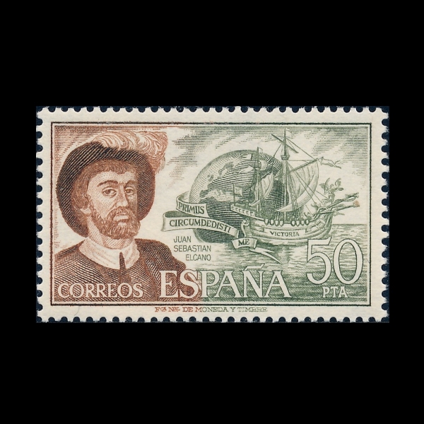 SPAIN(������)-#1935-50p-JUAN SEBASTIAN ELCANO(�ľ� ���ٽ�Ƽ�� ��ī��)-1976.3.1��