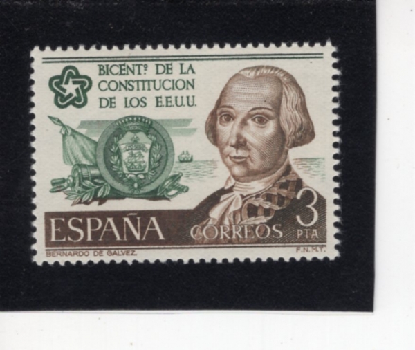 SPAIN(������)-#1948-3p-BERNARD DE GALVEZ, SPANISH GOVERNOR(���������� �� ������)-1976.5.29��