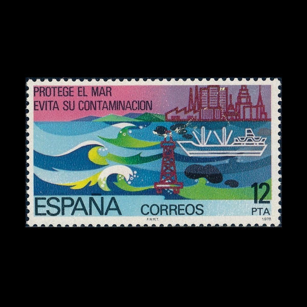 SPAIN(������)-#2099-12p-WAVES, OIL RIG, TANKER AND CITY(�ĵ�, ���� ���߼�, ������, ����)-1978.4.4��