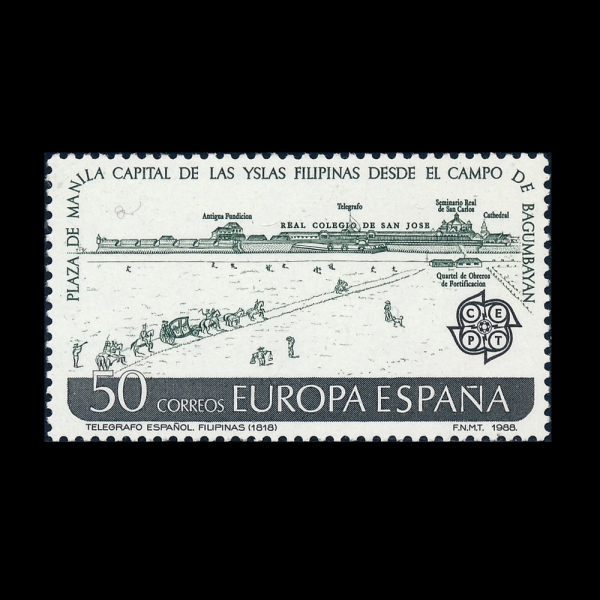 SPAIN(������)-#2556-50p-SPANISH TELEGRAPH IN THE PHILIPPINES LINKING PLAZA DE MANILA AND BAGUMBAYAN CAMP, 1818(���� �� ���, ������, �ʸ��� ���� �о�)-1988.5.5��