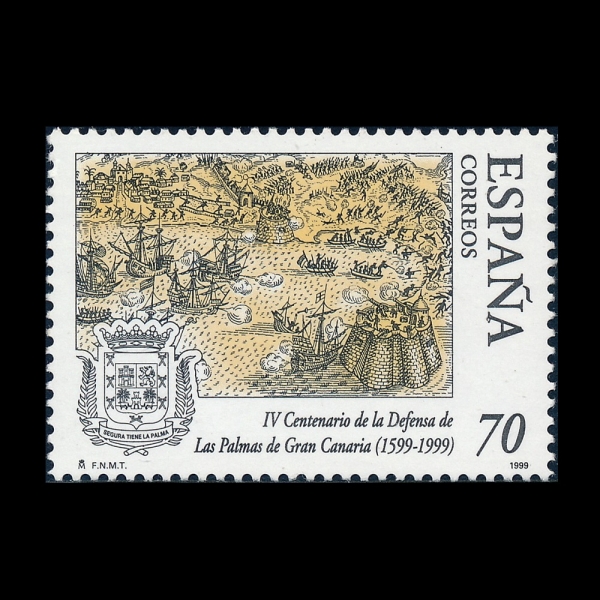 SPAIN(������)-#3000-70p-DEFENCE OF LAS PALMAS DE GRAN CANARIA, 400TH ANNIV.(���ȸ��� �� �׶�ī������ ��� 400�ֳ�)-1999.6.25��
