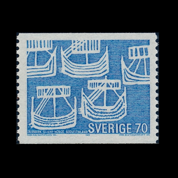 SWEDEN(������)-#809-70o-FIVE ANCIENT SHIPS(5���� ���� ����)-1969.2.28��