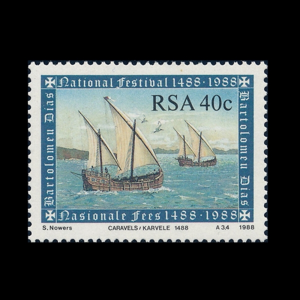 SOUTH AFRICA(��������ī��ȭ��)-#708-40c-CARAVELS, 1488(ī�� 1488��)-1988.2.3��