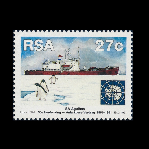 SOUTH AFRICA(��������ī��ȭ��)-#814-27c-ANTARCTIC TREATY, 30TH ANNIV.(���� ���� ü�� 30�ֳ�)-1991.12.5��
