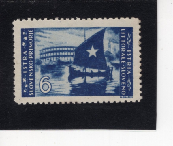 YUGOSLAVIA-ZONE B(����������-B����)-#41-6 I-SAILBOAT, POLA(��Ʈ ����)-1946.11.30��