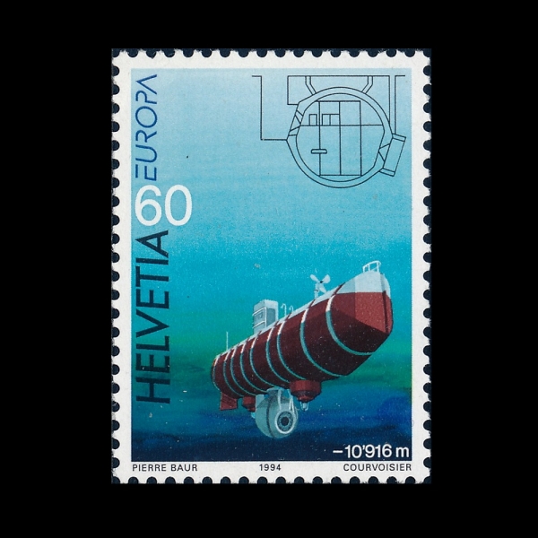 SWITZERLAND(������)-#946-60c-RESEARCH VEHICLES OF AUGUST & JACQUES PICCARD(���ͽ�Ʈ ��ī��, Ʈ��������, ��Ƽ��ī��)-1994.5.17��