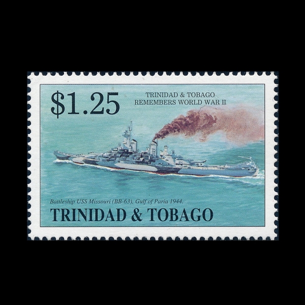TRINIDAD & TOBAGO(Ʈ���ϴٵ� ��ٰ�)-#589-$1.25-BATTLESHIP USS MISSOURI(USS ���ָ�)-1996.6.7��