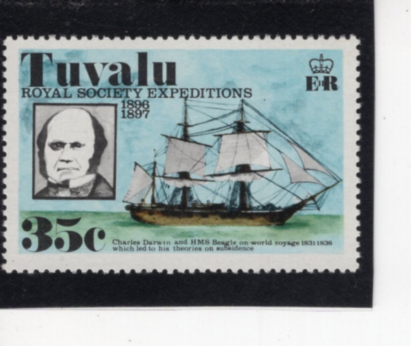 TUVALU(���߷�)-#57-35c-CHARLES DAWIN AND \"BEAGLE\"(���� ����, ���ȣ�� ����)-1977.11.2��