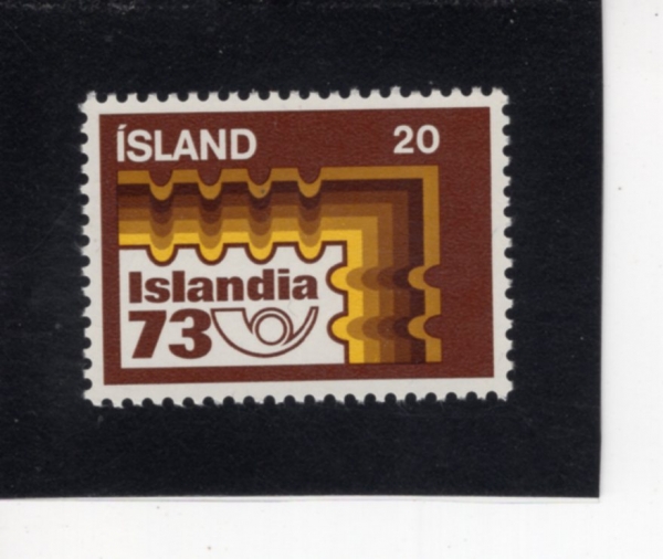 ICELAND(���̽�����)-#459-20k-ISLANDIA 73 EMBLEM AND POST HORN(���̽����� 73 ������, ����Ʈ ȥ)-1973.8.31��
