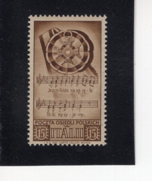 POCZTA OSIEDIL POLSKICH IN ITALY(��Ż���� �� ������ ������ ����)-#NO-15c-Italy Polish Settlers Emblem And Music(��Ż���� ������ ������ ������, ����)-1944��