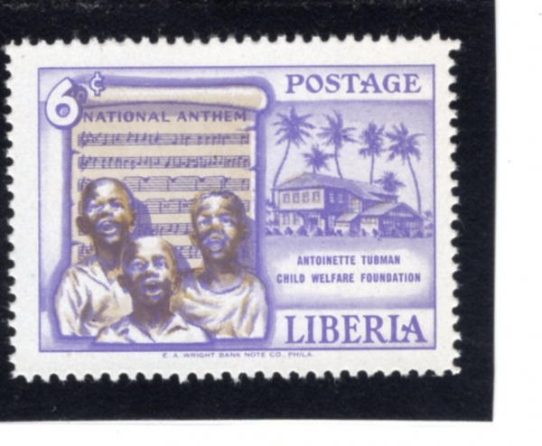 LIBERIA(���̺�����)-#366-6c-SINGING BOYS AND NATL. ANTHEM(�ֱ����θ��� �ҳ��)-1957.11.25��