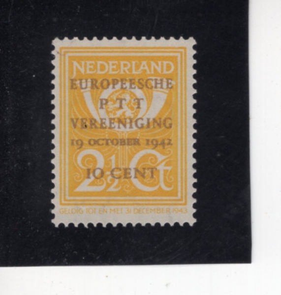 NETHERLANDS(�״�����)-#244-10c on 2 1/2c-POST HORN AND LION(����Ʈ ȥ, ����)-1943.1.15��