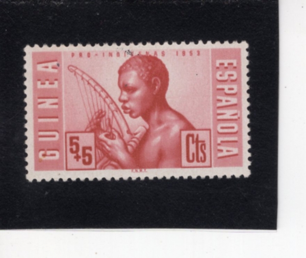 SPANISH GUINEA(�����η� ���)-#B25-5+5c-MUSICIAN(���ְ�)-1953.7.1��