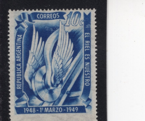 ARGENTINA(�Ƹ���Ƽ��)-#584-10c-WINGED WHEEL(���� �޸� ����)-1949.3.1��