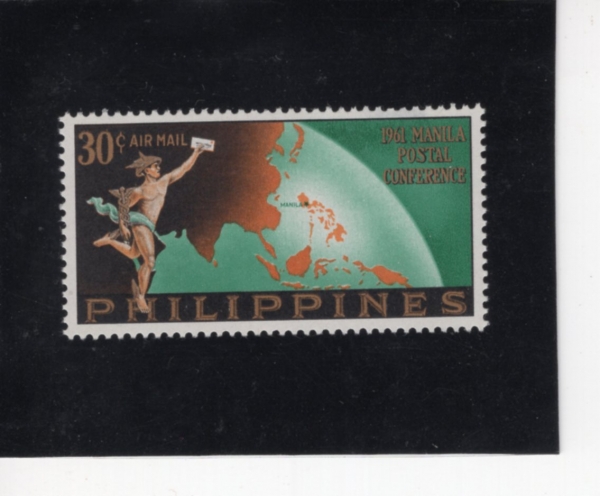PHILIPPINES(�ʸ���)-#831-6c-MERCURY AND GLOBE(��ť��, ����)-1961.1.23��