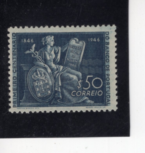 PORTUGAL(��������)-#670-50c-FIGURE WIT TABLET AND ARMS(�º����� ������ �ִ� �ι�)-1946.11.19��