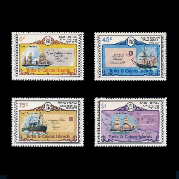TURKS & CAICOS ISLANDS(��ũ�� ����Ŀ�� ����)-#A73(4��)-MAP AND SAILINBOATS(����, ����)-1979.9.10�� 