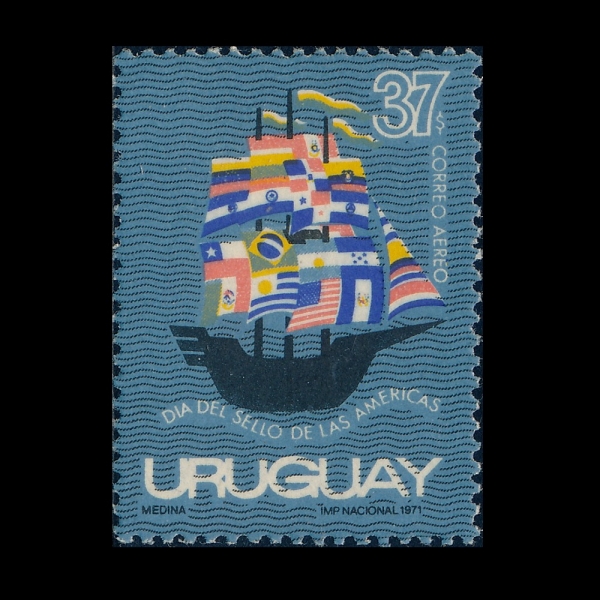 URUGUAY(������)-#C386-37p-SHIP WITH FLAGS FORMING SAILS(���� �ػ� ��ȣ��)-1972.3.6��