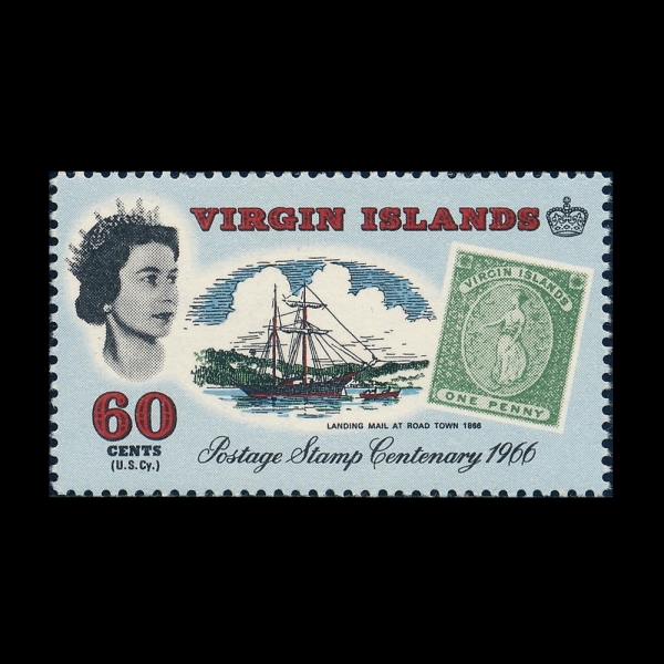 VIRGIN ISLANDS(���� ����)-#172-60c-LANDING MAIL AT ROAD TOWN, 1866(�ε� Ÿ����� ������ ���� 1866)-1966.4.25��