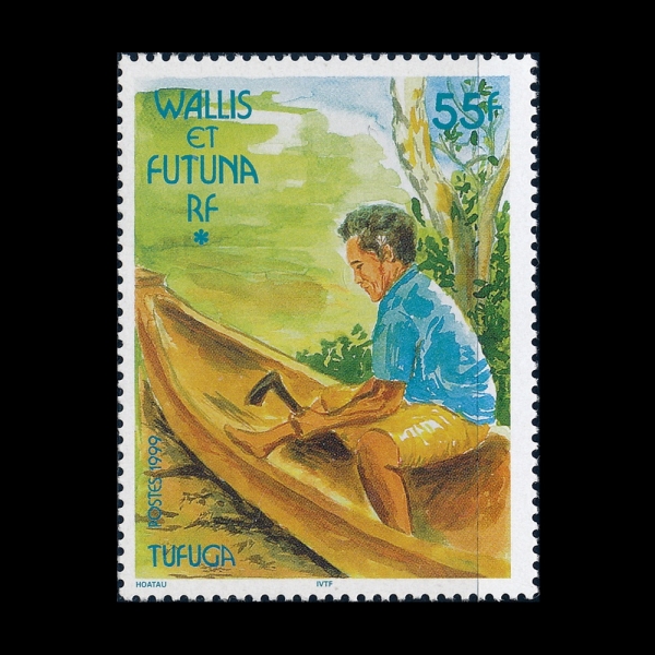 WALLIS & FUTUNA ISLANDS(�и����� Ǫ����)-#523-55fr-MAN MAKING CANOE(ī���� ����� �ΰ�)-1999.11.8��