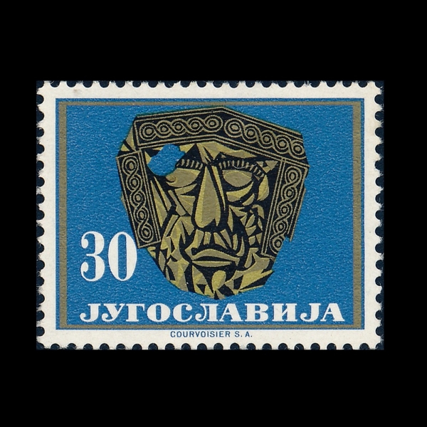 YUGOSLAVIA(����������)-#682-30d-GOLD MASK, TREBENISTE, 5TH CENTURY B.C.(�ݻ� ����, Ʈ�����Ͻ�Ÿ 5���� B C)-1962.11.28��