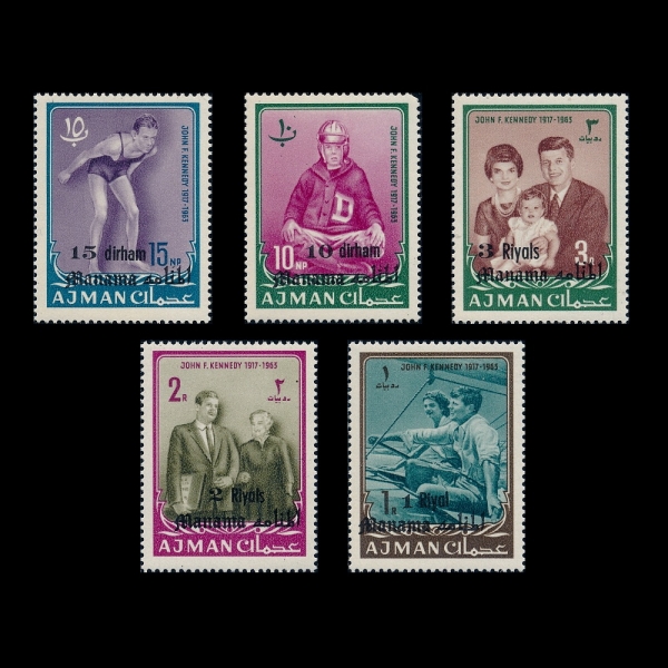 AJMAN(���)-#A2~3(5��)-JOHN F. KENEDI AND FAMILIES(�� F. �ɳ׵� �̱� ��35�� ����ɰ� ���� ��Ŭ�� �ɳ׵�, �ڳ��� ��������)-1964��