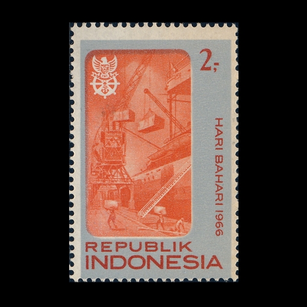 INDONESIA(�ε��׽þ�)-#692-2r-LOADING DOCK(�Ͽ���)-1966��