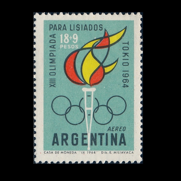 ARGENTINA(�Ƹ���Ƽ��)-#CB34-18+9p-CRUTCH, OLYMPIC TORCH AND RINGS(ũ��ġ �ø���, ��ȭ, ��¡)-1964.9.19��