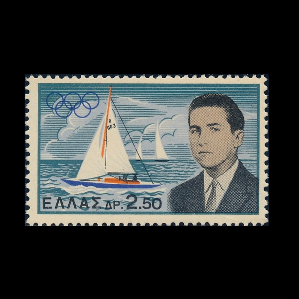 GREECE(�׸���)-#690-2.50d-17TH OLYMPIC GAMES, ROME AND CROWN PRINCE CONSTANTINE AND YACHT(1960�� �ϰ� �ø���, �ܽ�źƼ���� 1��, ��Ʈ)-1961.1.18��