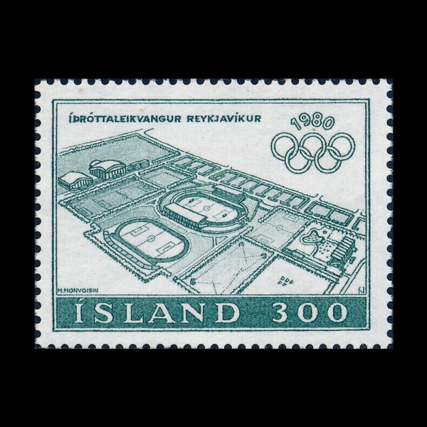 ICELAND(���̽�����)-#531-300k-22TH OLYMPIC GAMES, MOSCOW AND LAUGAEDLUR SPORTS COMPLEX, REYKJAVIK(1980�� �ϰ� �ø���, ��찡���޷縣 ��Ÿ���)-1980.7.8��