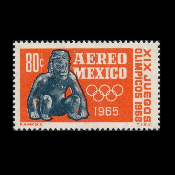 MEXICO(�߽���)-#C309-80c-19TH OLYMPIC GAMES, MEXICO AND RUNNER IN STARTING POSITION, TERRA COTTA FOUND IN COLIMA(1968�� �ϰ� �ø���, ��� ��ġ�� ���� �׶���Ÿ �ݸ���)-1964.10.6��