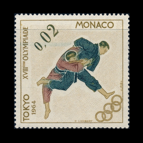 MONACO(����)-#593-2c-18TH OLYMPIC GAMES, TOKYO AND JUDO(1964�� �ϰ� �ø���, ����)-1964.12.3��