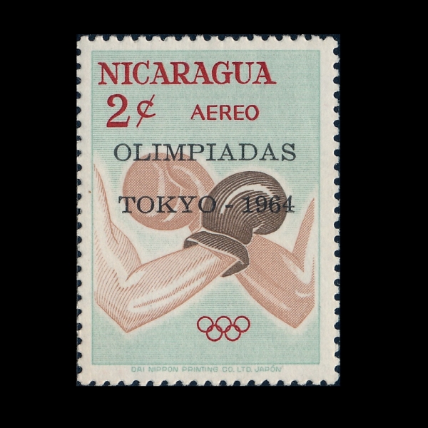 NICARAGUA(��ī���)-#C553-2c-18TH OLYMPIC GAMES, TOKYO AND BOXING(1964�� �ϰ� �ø���, ����)-1964.12.19��
