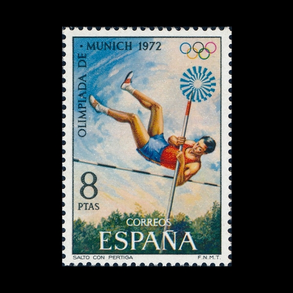 SPAIN(������)-#1728-8p-20TH OLYMPIC GAMES, MUNICH AND POLE VAULTING(1972�� �ϰ� �ø���, ��� ���̶ٱ�)-1972.8.26��