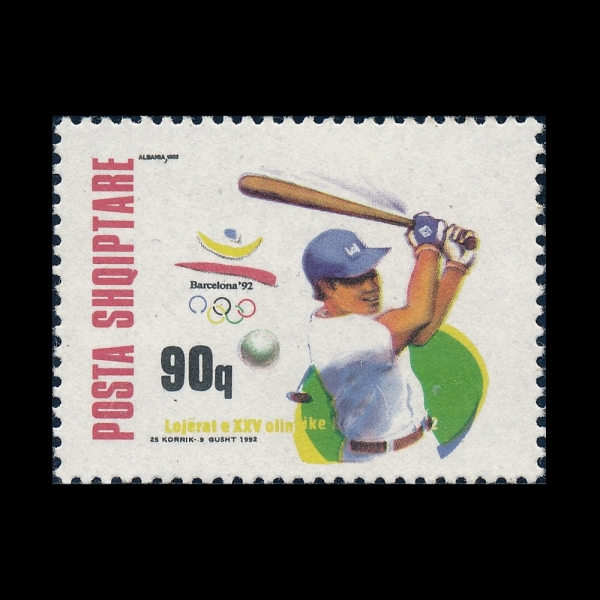 ALBANIA(�˹ٴϾ�)-#2413-90q-25TH OLYMPIC GAMES, BARCELONA AND BASEBALL(1992�� �ϰ� �ø���, �߱�)-1992.6.14��