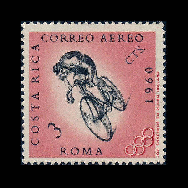 COSTA RICA(�ڽ�Ÿ��ī)-#C305-3c-17TH OLYMPIC GAMES, ROME AND BICYCLIST(1960�� �ϰ� �ø���, ������ ����)-1960.12.14��