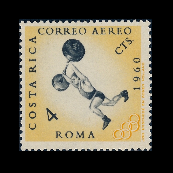 COSTA RICA(�ڽ�Ÿ��ī)-#C306-4c-17TH OLYMPIC GAMES, ROME AND WEIGHT LIFTER(1960�� �ϰ� �ø���, ���� ����)-1960.12.14��