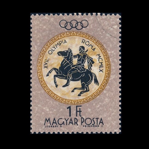 HUNGARY(�밡��)-#1332-1fo-17TH OLYMPIC GAMES, ROME AND RIDER(1960�� �ϰ� �ø���, ���̴�)-1960.8.21��