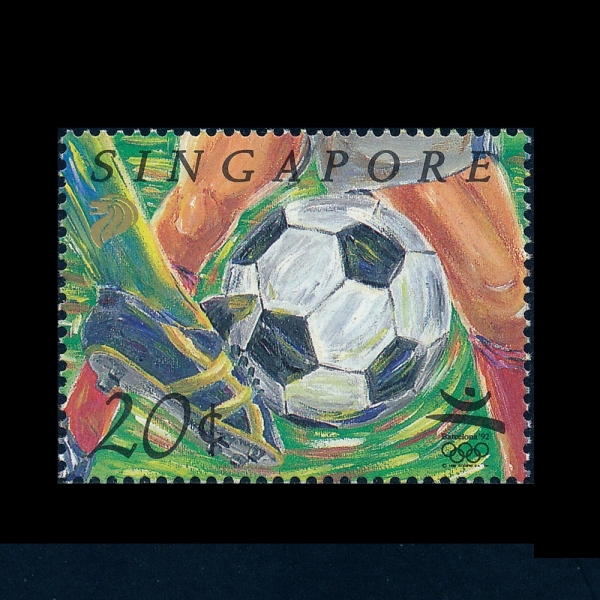 SINGAPORE(�̰�����)-#621-20c-25TH OLYMPIC GAMES, BARCELONA AND SOCCER(1992�� �ϰ� �ø���, �౸)-1992.4.24��
