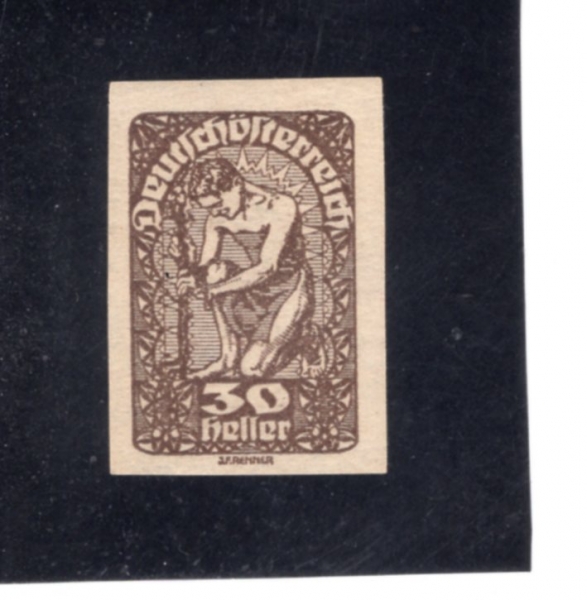 AUSTRIA(����Ʈ����)-IMPERF-#211a-30h-ALLEGORY OF NEW REPUBLIC(����Ʈ���� �Ű�ȭ���� ��ȭ)-1919��