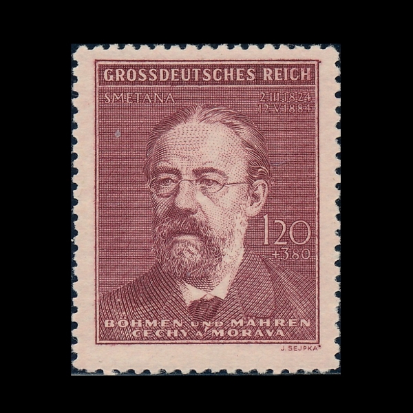 CZECHOSLOVAKIA-BOHEMIA AND MORAVIA(����̾ƿ� ����� ��ȣ��)-#B28-1.20+3.80k-BEDRICH SMETANA(���帮�� ����Ÿ��)-1944.5.12��