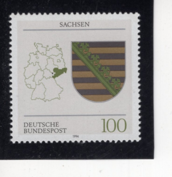 GERMANY(����)-#1711-100pf-ARMS OF SAXONY(�ۼ��� ����)-1994.3.10��