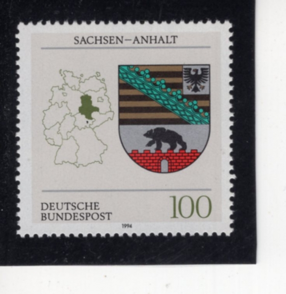 GERMANY(����)-#1712-100pf-ARMS OF SAXONY-ANHALT(�ۼ�����Ʈ ���� ����)-1994.6.16��